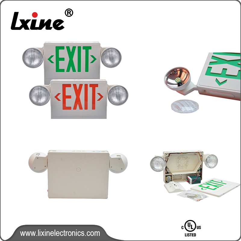 UL LED Exit Sign Emergency Light Combo LX-7602LG R