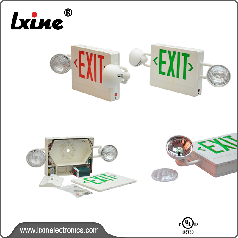 UL LED Exit Sign Emergency Light Combo LX-7604LG R