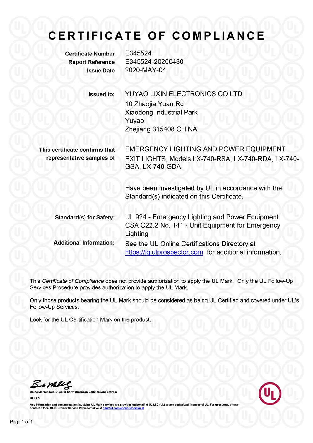 EXIT SIGN WITH ENGLISH AND ARABRIC LANAGER UL CERTIFICATION