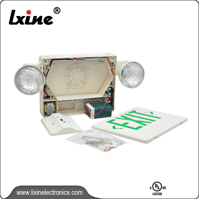 UL LED Exit Sign Emergency Light Combo LX-7602LG R
