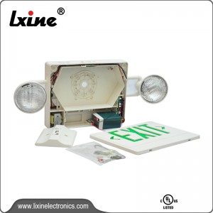 Led exit sign with halogen emergency lights LX-7604G/R